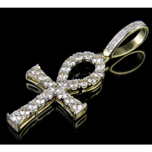 1.4 Inch Lab Grown Diamond Egyptian Ankh Cross Pendant