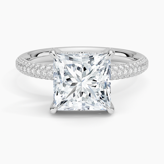 21/2Ct Princess Lab Grown Diamond Gold Half Eternity Engagement Ring