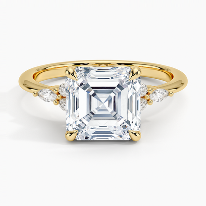 3Ct Asscher Lab Grown Diamond Cluster Engagement Ring