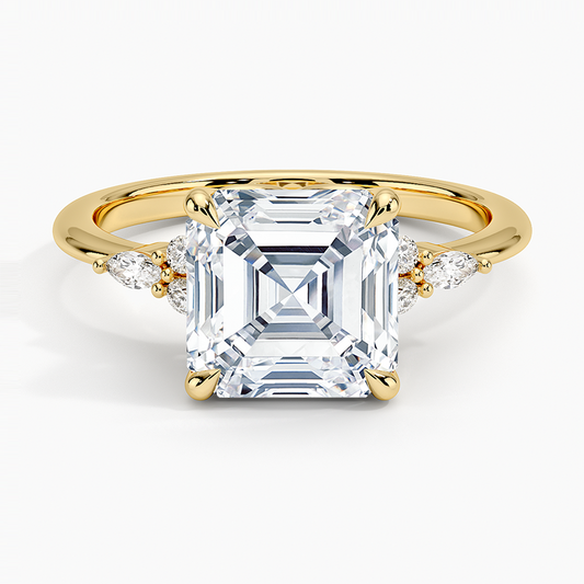 3Ct Asscher Lab Grown Diamond Cluster Engagement Ring