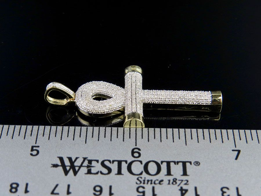 0.95 CTW Lab Grown Diamond 10K Puff Ankh Cross Pendant