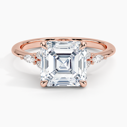 3Ct Asscher Lab Grown Diamond Cluster Engagement Ring