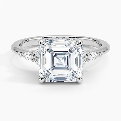 3Ct Asscher Lab Grown Diamond Cluster Engagement Ring