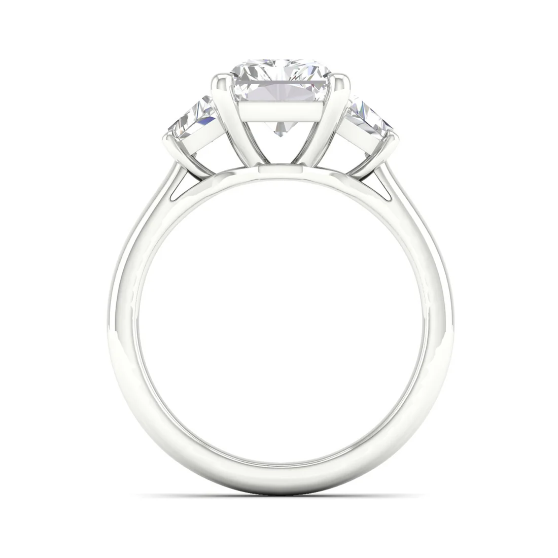 2.50CTW Radiant and Trapezoid Three Stone Lab Grown Diamond Ring