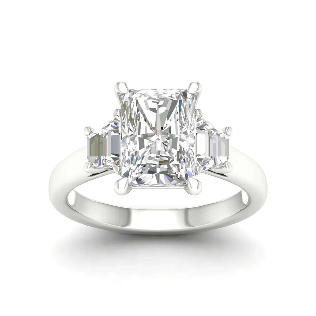 2.50CTW Radiant and Trapezoid Three Stone Lab Grown Diamond Ring