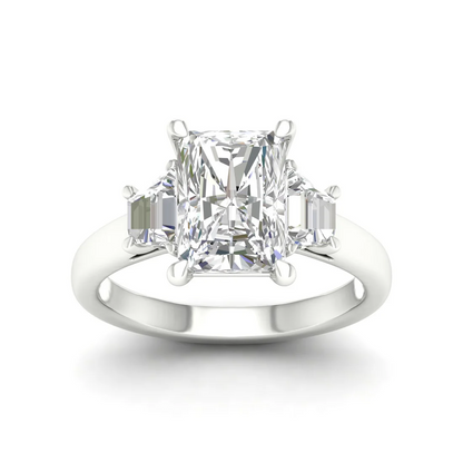 2.50CTW Radiant and Trapezoid Three Stone Lab Grown Diamond Ring