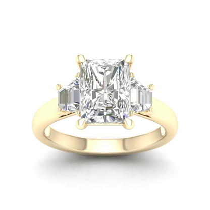 2.50CTW Radiant and Trapezoid Three Stone Lab Grown Diamond Ring