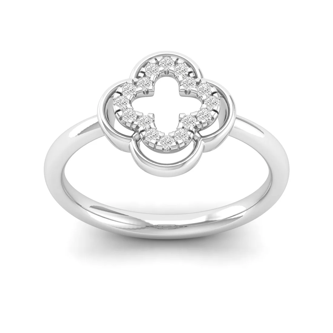 0.12Ctw Lab Grown Diamond Leaf Clover Ring
