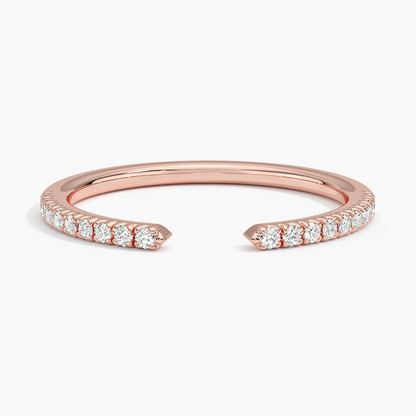 0.13 CTW Half Coverage Lab Grown Diamond Open Cuff 18k Wedding Band