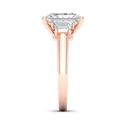 2.50CTW Radiant and Trapezoid Three Stone Lab Grown Diamond Ring