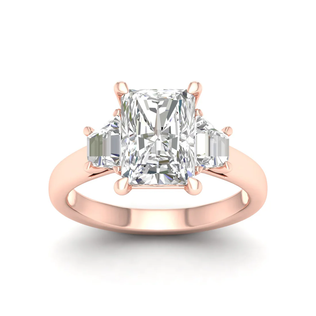2.50CTW Radiant and Trapezoid Three Stone Lab Grown Diamond Ring