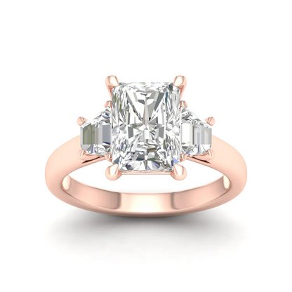 2.50CTW Radiant and Trapezoid Three Stone Lab Grown Diamond Ring