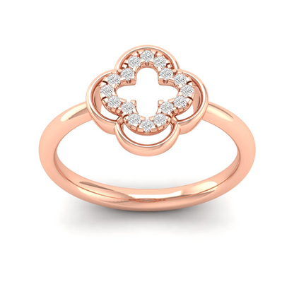 0.12Ctw Lab Grown Diamond Leaf Clover Ring