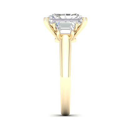 2.50CTW Radiant and Trapezoid Three Stone Lab Grown Diamond Ring