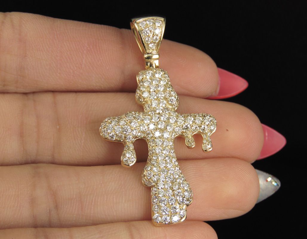 1.75 Inch Lab Grown Diamond Drip Cross Pendant