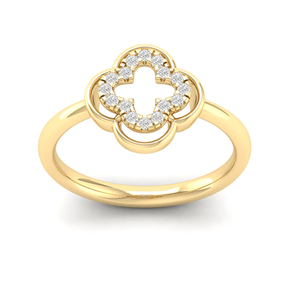 0.12Ctw Lab Grown Diamond Leaf Clover Ring