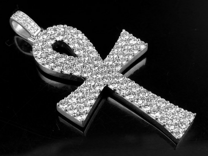 3 CTW 10k Lab Grown Diamond Ankh Cross Pendant