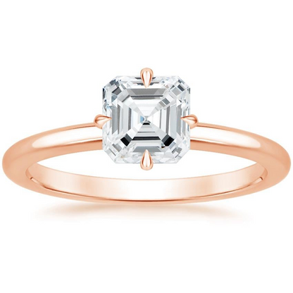 11/4Ct Asscher lab Grown Diamond Gold Solitaire Ring