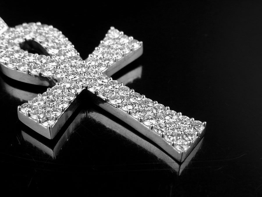 3 CTW 10k Lab Grown Diamond Ankh Cross Pendant