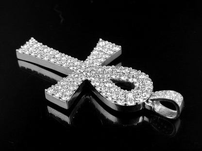 3 CTW 10k Lab Grown Diamond Ankh Cross Pendant
