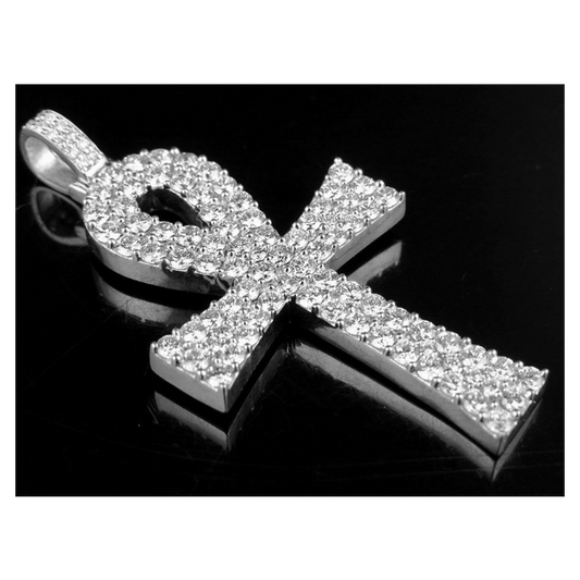 3 CTW 10k Lab Grown Diamond Ankh Cross Pendant