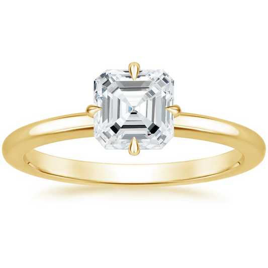 11/4Ct Asscher lab Grown Diamond Gold Solitaire Ring
