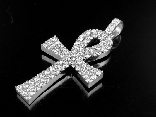 3 CTW 10k Lab Grown Diamond Ankh Cross Pendant
