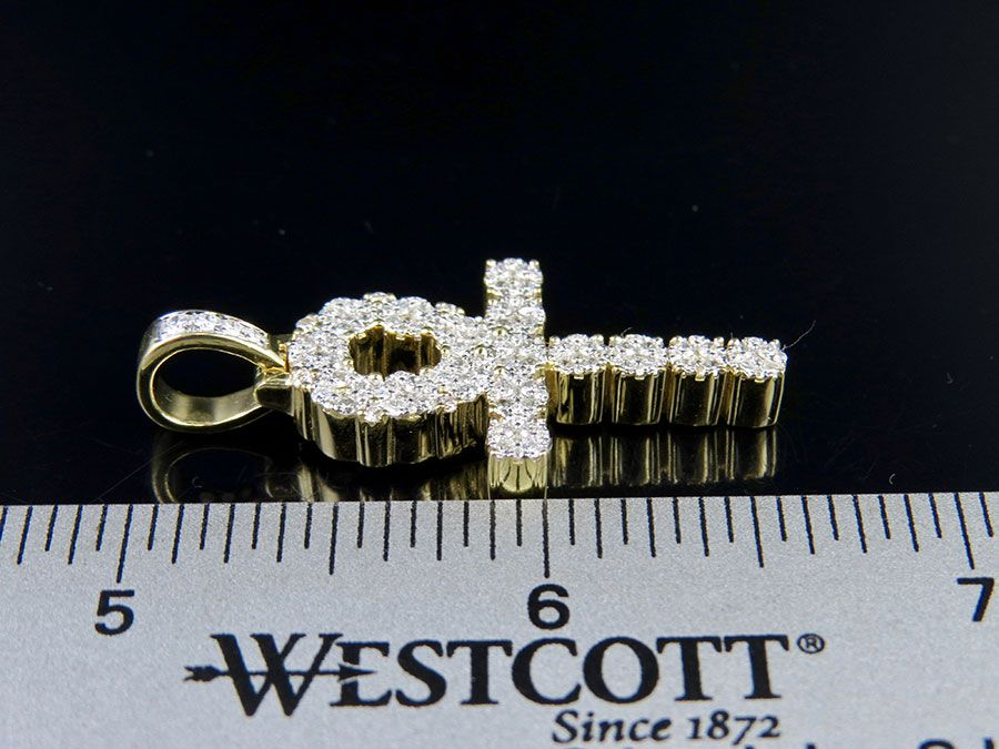 10K Lab Grown Diamond Cluster Egyptian Ankh Cross Pendant