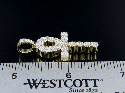 10K Lab Grown Diamond Cluster Egyptian Ankh Cross Pendant
