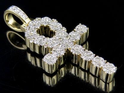 10K Lab Grown Diamond Cluster Egyptian Ankh Cross Pendant