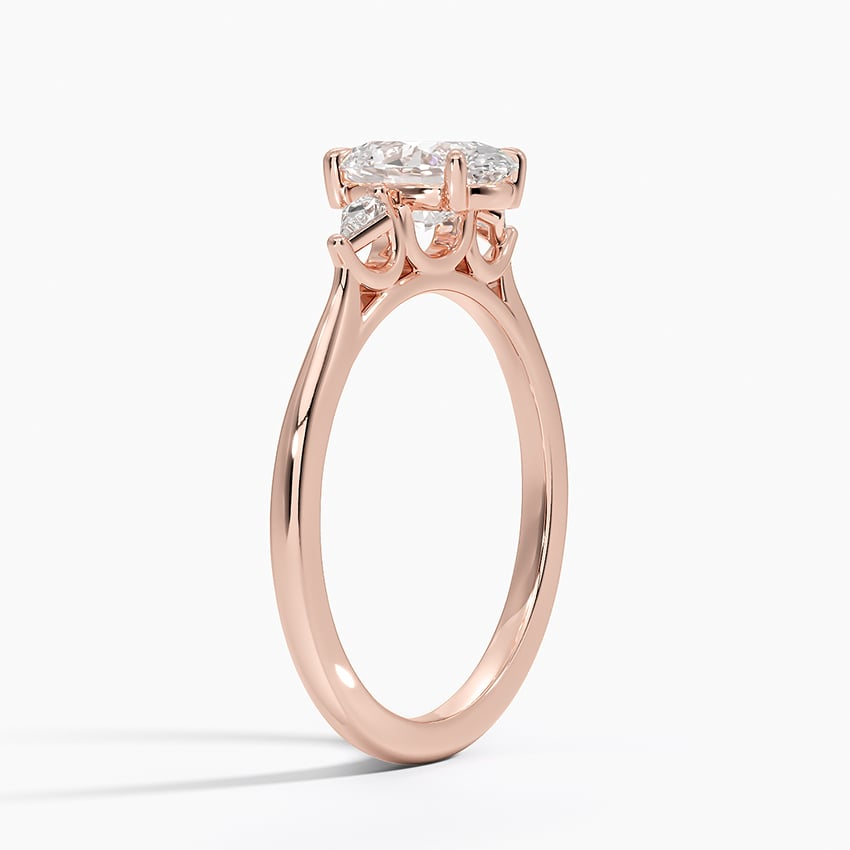 1Ct Oval Lab Grown Diamond Gold Three Stone Ring