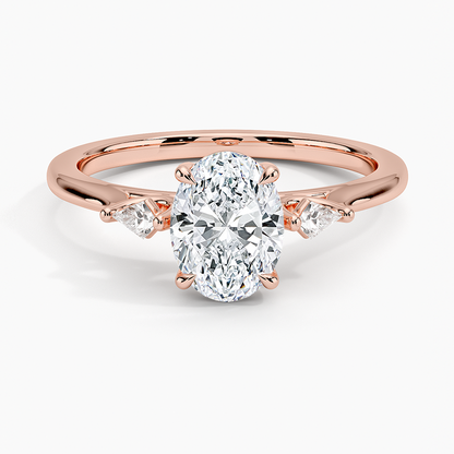 1Ct Oval Lab Grown Diamond Gold Three Stone Ring