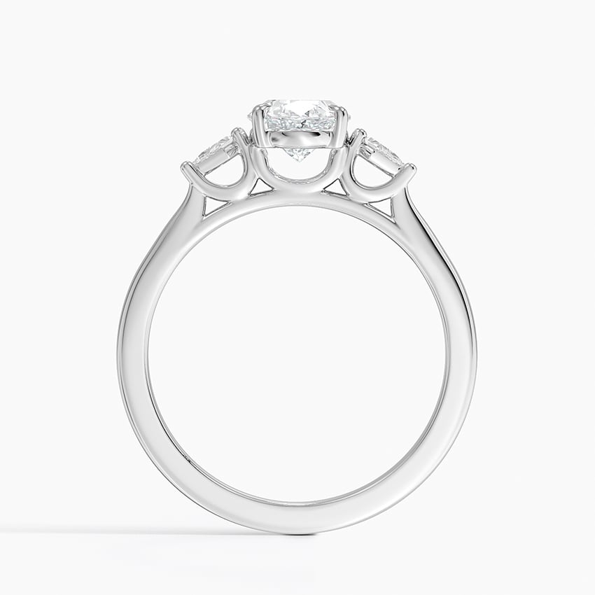 1Ct Oval Lab Grown Diamond Gold Three Stone Ring