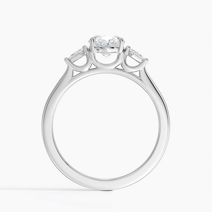 1Ct Oval Lab Grown Diamond Gold Three Stone Ring