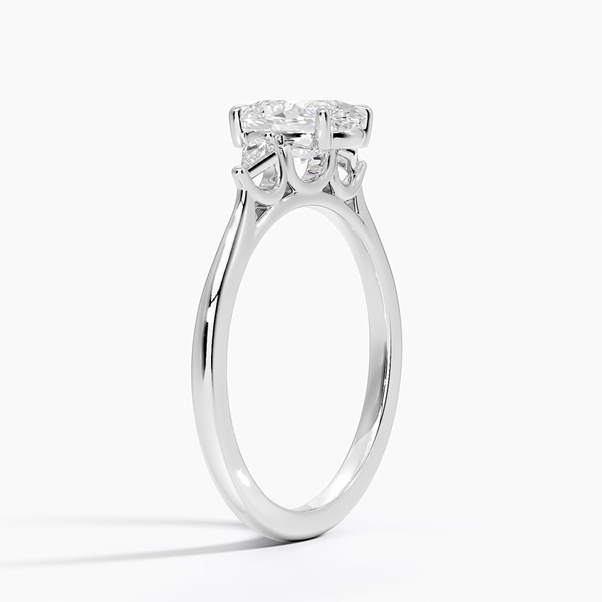 1Ct Oval Lab Grown Diamond Gold Three Stone Ring