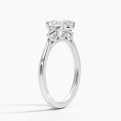 1Ct Oval Lab Grown Diamond Gold Three Stone Ring