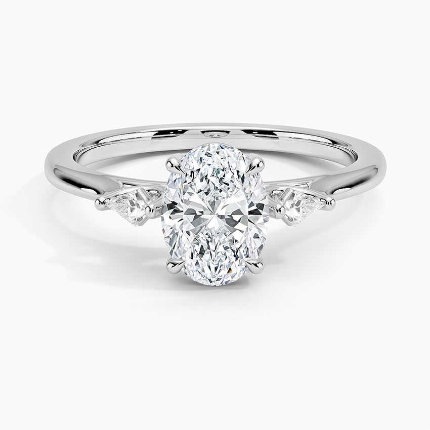 1Ct Oval Lab Grown Diamond Gold Three Stone Ring