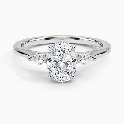 1Ct Oval Lab Grown Diamond Gold Three Stone Ring
