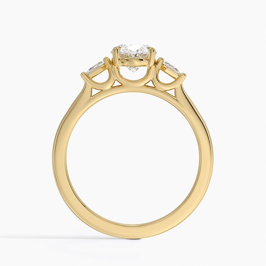 1Ct Oval Lab Grown Diamond Gold Three Stone Ring