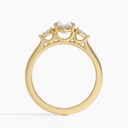 1Ct Oval Lab Grown Diamond Gold Three Stone Ring
