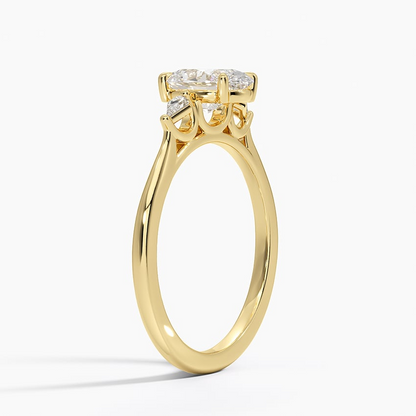 1Ct Oval Lab Grown Diamond Gold Three Stone Ring