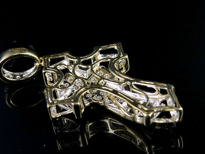 1.75 Inch Lab Grown Diamond 14K Cross Charm Pendant