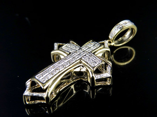 1.75 Inch Lab Grown Diamond 14K Cross Charm Pendant