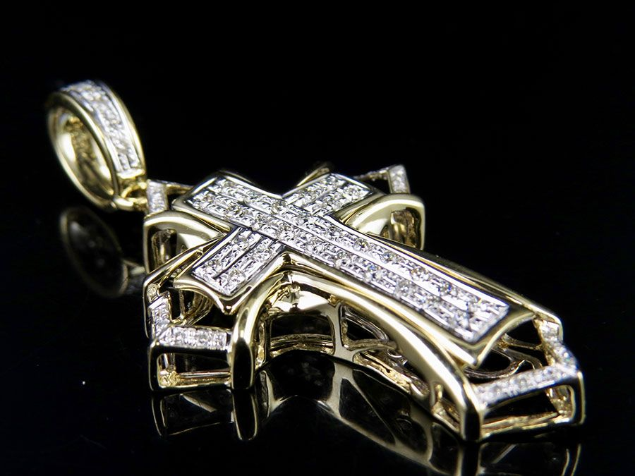 1.75 Inch Lab Grown Diamond 14K Cross Charm Pendant