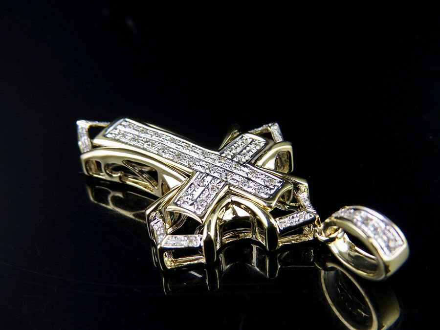 1.75 Inch Lab Grown Diamond 14K Cross Charm Pendant