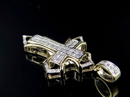 1.75 Inch Lab Grown Diamond 14K Cross Charm Pendant