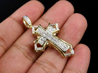 1.75 Inch Lab Grown Diamond 14K Cross Charm Pendant