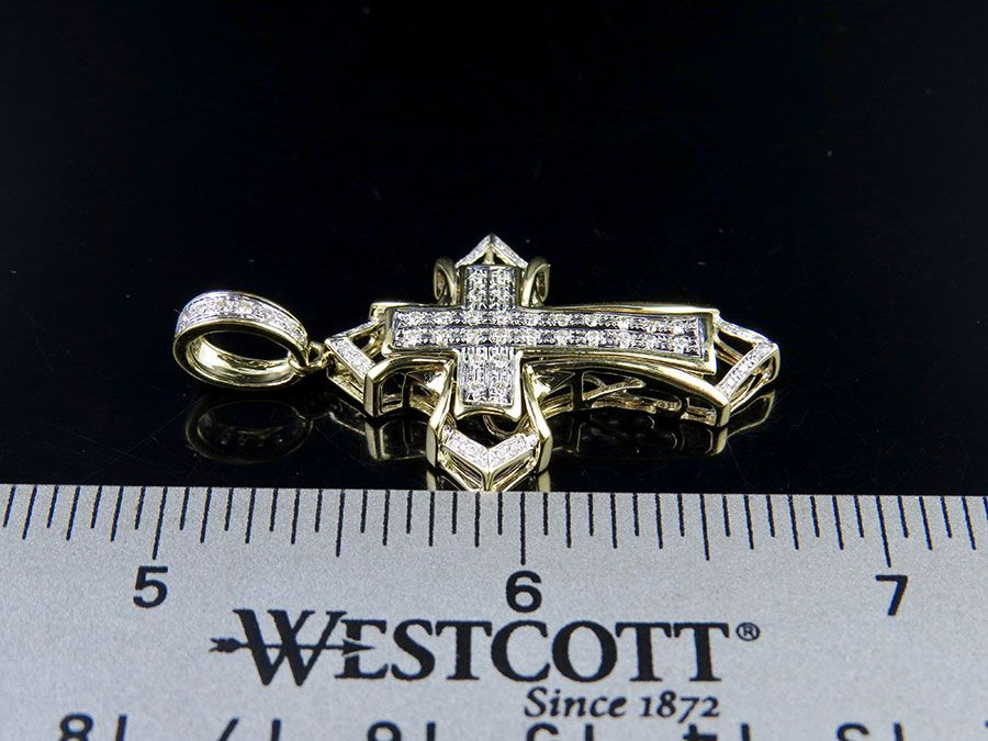 1.75 Inch Lab Grown Diamond 14K Cross Charm Pendant