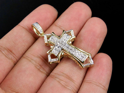 1.75 Inch Lab Grown Diamond 14K Cross Charm Pendant