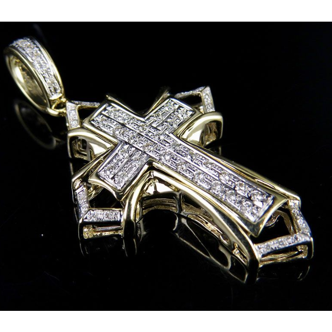 1.75 Inch Lab Grown Diamond 14K Cross Charm Pendant